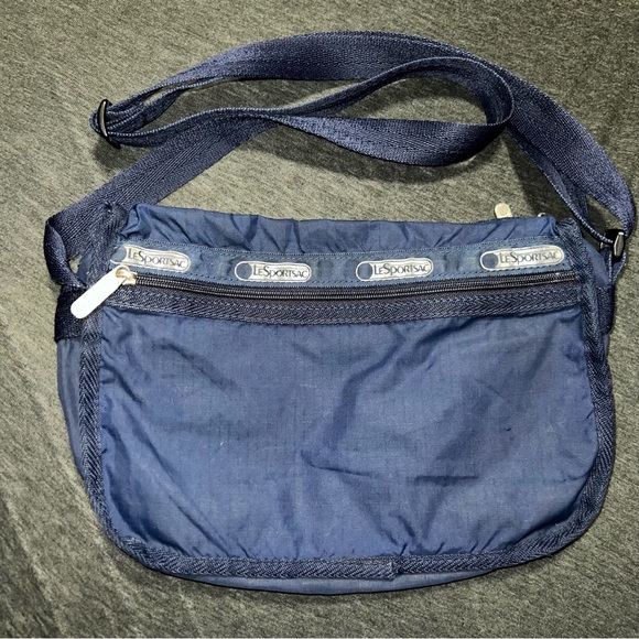 Le sportsac bag navy blue messenger bag shoulder bag crossbody zipper adjustable - Picture 2 of 7